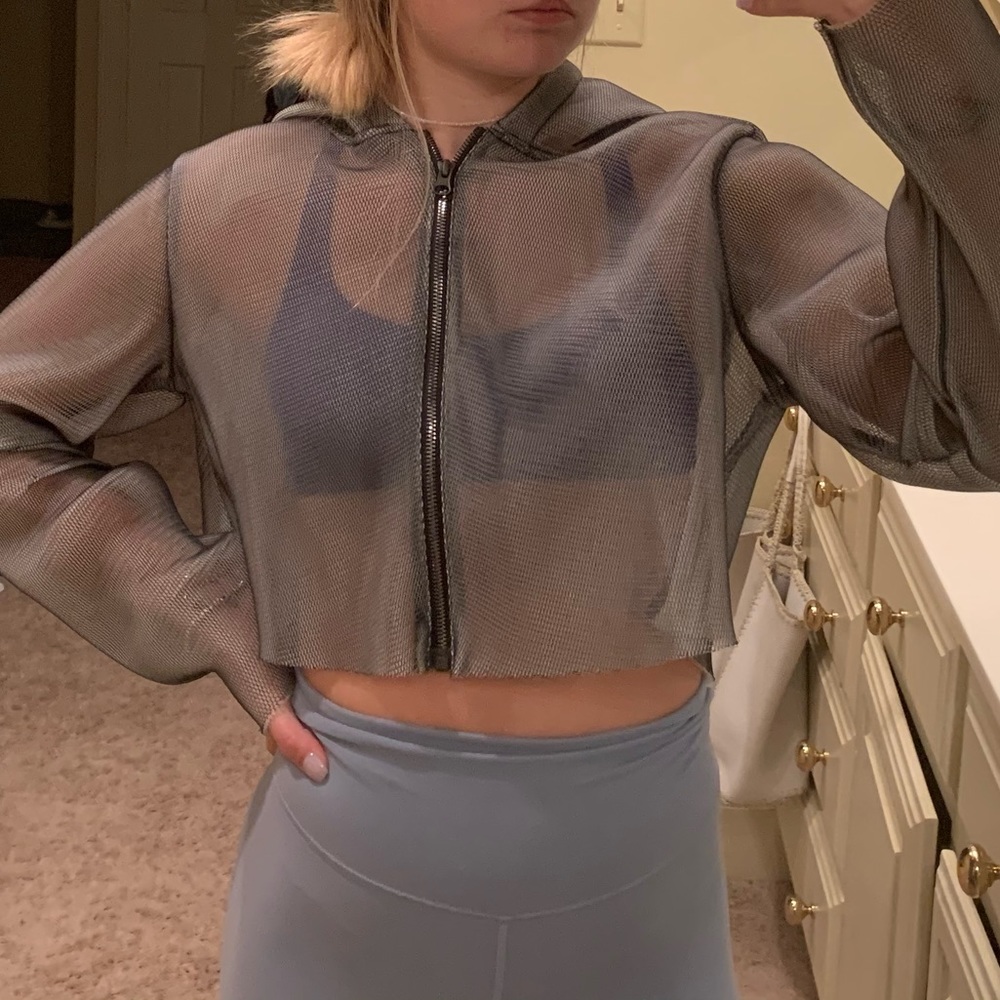 mesh crop hoodie